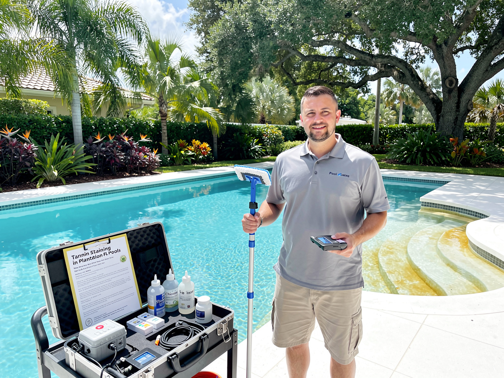 Tannin Staining in Plantation FL Pools: Why Oak Trees Turn Your Water Yellow and What to Do About It