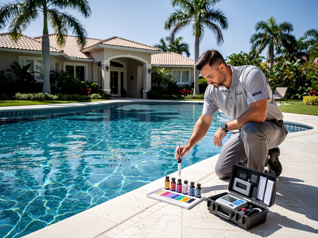 Pool Tile and Waterline Calcium Scale Cleaning in Pompano Beach, FL - pool service Fort Lauderdale FL